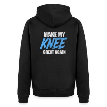 Knie Op Operation Verletzung Chirurgie Geschenk - Unisex Premium Bio Zip Hoodie - Schwarz - Hinten - Nico (187cm)
