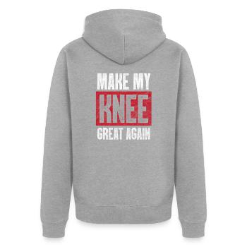 Knie Op Operation Verletzung Chirurgie Geschenk - Unisex Premium Bio Zip Hoodie - Grau meliert - Hinten - Nico (187cm)