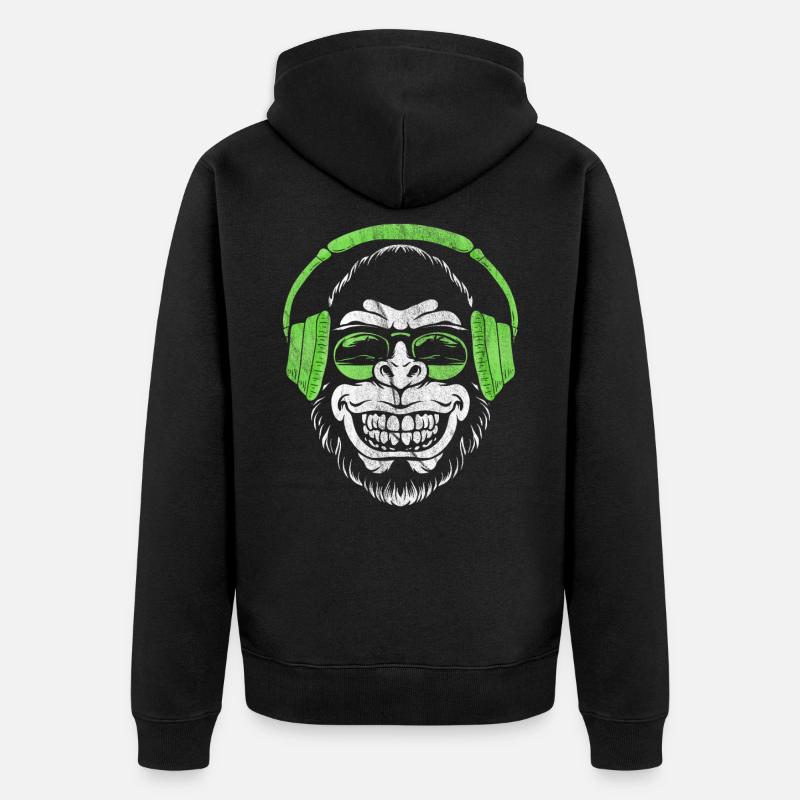 Singe DJ singe - Veste à capuche bio Premium Unisexe - noir