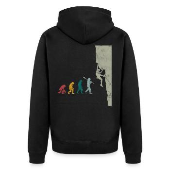 Bouldering Evolution Vintage - Unisex Premium Organic Zip Hoodie - black - Back - Nico (187cm)