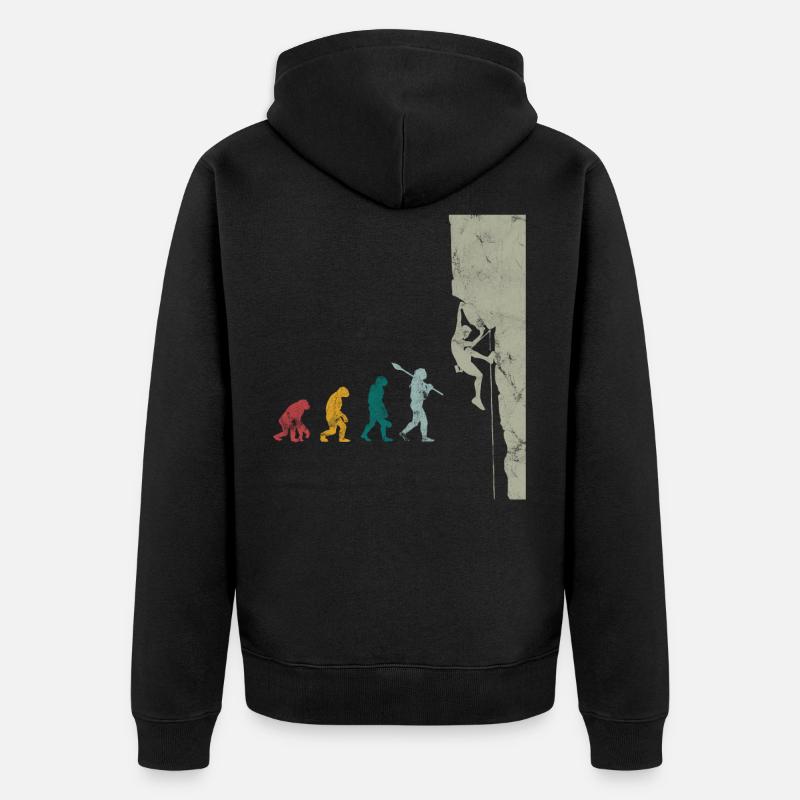Klettern Bouldern Evolution - Unisex Premium Bio Zip Hoodie - Schwarz