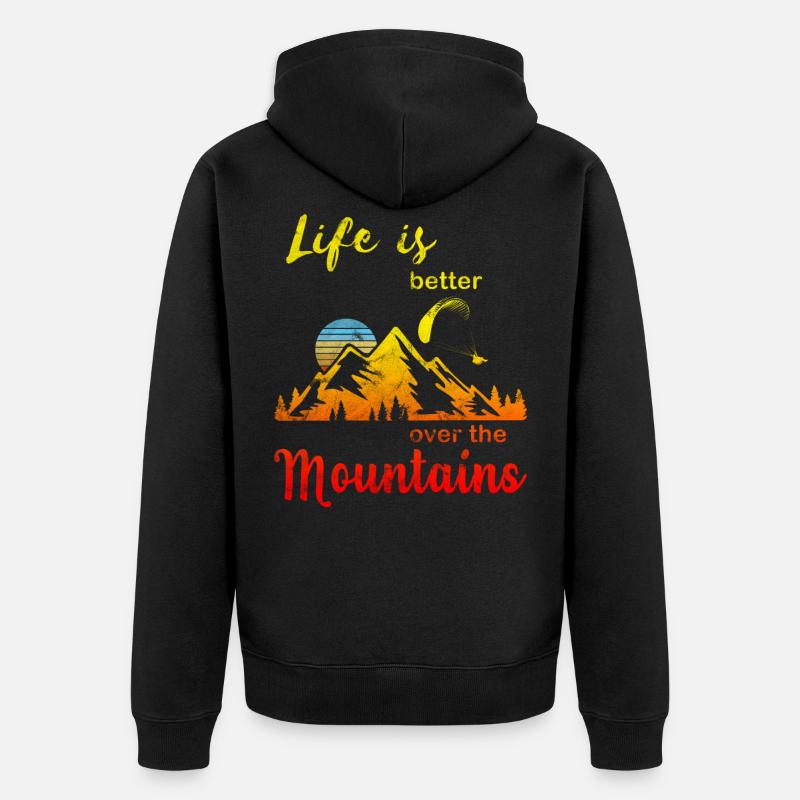 Paragliding Gleitschirm - Unisex Premium Bio Zip Hoodie - Schwarz