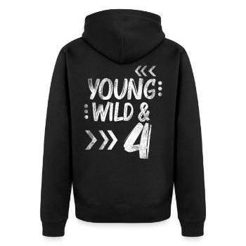 Geburtstag Vier Jahre 4 Geburtstag Geschenk Kinder - Unisex Premium Bio Zip Hoodie - Schwarz - Hinten - Nico (187cm)