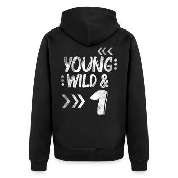 Anniversaire un an 1 cadeau d'anniversaire enfants - Veste à capuche bio Premium Unisexe - noir - Dos - Nico (187cm)