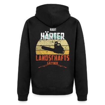 Landschaftsgärtner Vintage - Unisex Premium Bio Zip Hoodie - Schwarz - Hinten - Nico (187cm)
