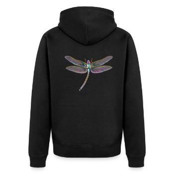 dragon-fly - Unisex Premium Organic Zip Hoodie - black - Back - Nico (187cm)
