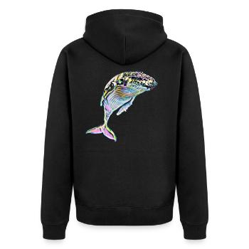 Wal - Unisex Premium Bio Zip Hoodie - Schwarz - Hinten - Nico (187cm)
