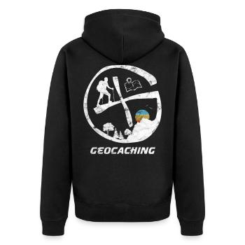 Géocaching GPS Geo Cachen Vintage - Veste à capuche bio Premium Unisexe - noir - Dos - Nico (187cm)
