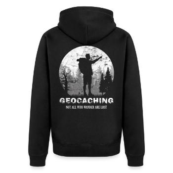 Géocache extérieure - Veste à capuche bio Premium Unisexe - noir - Dos - Nico (187cm)