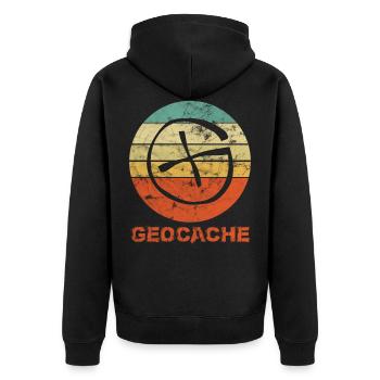 Géocaching vintage rétro - Veste à capuche bio Premium Unisexe - noir - Dos - Nico (187cm)