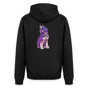 Schäferhund Welpe - Unisex Premium Bio Zip Hoodie - Schwarz - Hinten - Nico (187cm)
