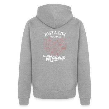 Makeup - Unisex Premium Bio Zip Hoodie - Grau meliert - Hinten - Nico (187cm)