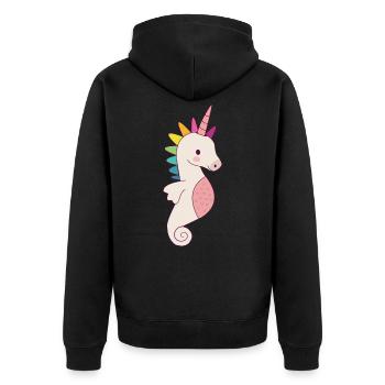 Licorne hippocampe doux cadeau - Veste à capuche bio Premium Unisexe - noir - Dos - Nico (187cm)