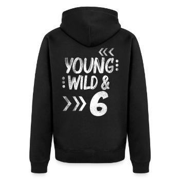 Birthday Six years 6 Birthday Gift - Unisex Premium Organic Zip Hoodie - black - Back - Nico (187cm)