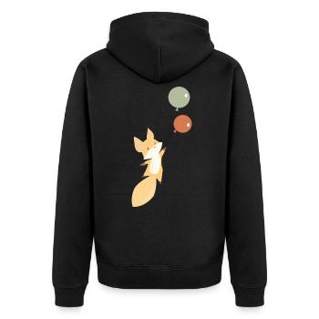 Fox balloon foxes balloon child children sweet - Unisex Premium Organic Zip Hoodie - black - Back - Nico (187cm)