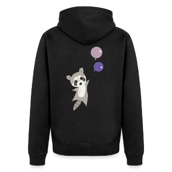 Raton laveur ballon volant doux drôle cadeau enfants - Veste à capuche bio Premium Unisexe - noir - Dos - Nico (187cm)