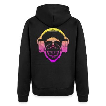 Singe DJ singe avec casque et lunettes de soleil - Veste à capuche bio Premium Unisexe - noir - Dos - Nico (187cm)