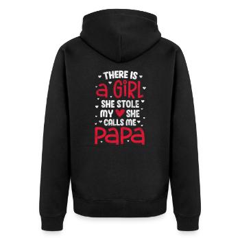 Father daddy daughter girl dad father's day gift - Unisex Premium Organic Zip Hoodie - black - Back - Nico (187cm)