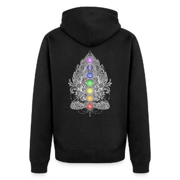 Pose de yoga cadeau Namaste avec les amateurs de chakra - Veste à capuche bio Premium Unisexe - noir - Dos - Nico (187cm)