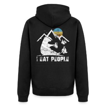 I Hate People I Eat People Camping Geschnek Hiking - Unisex Premium Organic Zip Hoodie - black - Back - Nico (187cm)