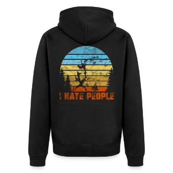 I Hate People I Eat People Camping Geschnek Bär - Unisex Premium Organic Zip Hoodie - black - Back - Nico (187cm)