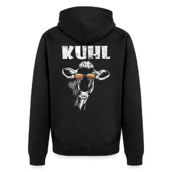 Lustiges Kuh Kuhl Kühe Sonnenbrille Vintage Bauer - Unisex Premium Bio Zip Hoodie - Schwarz - Hinten - Nico (187cm)