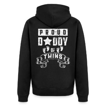 Père papa fier cadeau papa papa de jumeaux - Veste à capuche bio Premium Unisexe - noir - Dos - Nico (187cm)