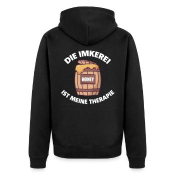 Die Imker - Unisex Premium Bio Zip Hoodie - Schwarz - Hinten - Nico (187cm)