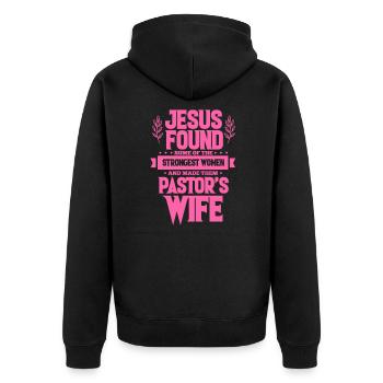 Pastor Ehefrau - Unisex Premium Bio Zip Hoodie - Schwarz - Hinten - Nico (187cm)