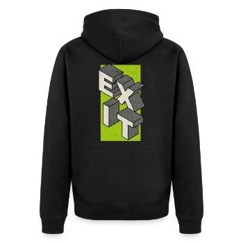 Exit - den Ausgang nehmen - in grün - Unisex Premium Bio Zip Hoodie - Schwarz - Hinten - Nico (187cm)