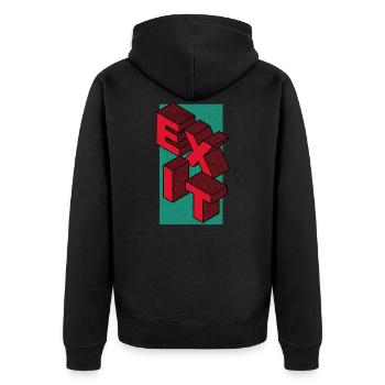 Exit - den Ausgang nehmen - Verlassen - in rot - Unisex Premium Bio Zip Hoodie - Schwarz - Hinten - Nico (187cm)