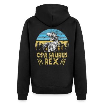Opa Opasaurus Familie Vintage Retro Dinosaurier - Unisex Premium Bio Zip Hoodie - Schwarz - Hinten - Nico (187cm)