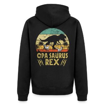 Opa Opasaurus Vatertag Vintage Retro Dinosaurier - Unisex Premium Bio Zip Hoodie - Schwarz - Hinten - Nico (187cm)