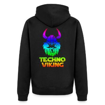 Germanen Techno Vikinger Nordmänner Germanic - Unisex Premium Bio Zip Hoodie - Schwarz - Hinten - Nico (187cm)