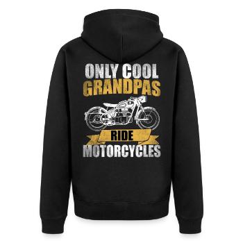 Motorrad Opa lustig Spruch Geschenkidee Geburtstag - Unisex Premium Bio Zip Hoodie - Schwarz - Hinten - Nico (187cm)