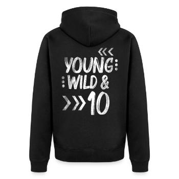 10e anniversaire de cadeau d'anniversaire sauvage pour enfants - Veste à capuche bio Premium Unisexe - noir - Dos - Nico (187cm)