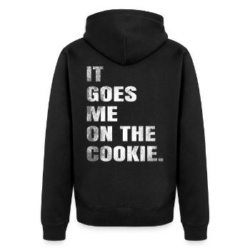 Denglisch lustiger Spruch Geschenk - Unisex Premium Bio Zip Hoodie - Schwarz - Hinten - Nico (187cm)