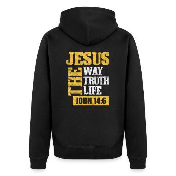 Jésus dieu christian christ religion cadeau - Veste à capuche bio Premium Unisexe - noir - Dos - Nico (187cm)