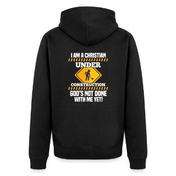 Christlich - Unisex Premium Bio Zip Hoodie - Schwarz - Hinten - Nico (187cm)