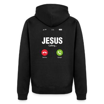Jesus - Unisex Premium Bio Zip Hoodie - Schwarz - Hinten - Nico (187cm)