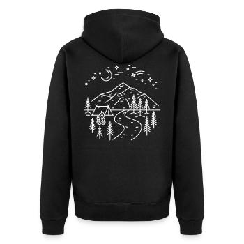 Camping Van Camping Bus Happy Mountains W - Unisex Premium Organic Zip Hoodie - black - Back - Nico (187cm)