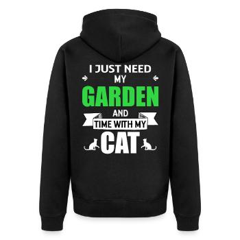 Garten Katze Gärtner Katzenliebhaber Geschenk - Unisex Premium Bio Zip Hoodie - Schwarz - Hinten - Nico (187cm)