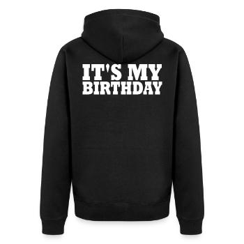 anniversaire - Veste à capuche bio Premium Unisexe - noir - Dos - Nico (187cm)