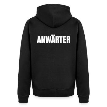 Beamten Anwärter Shirt Geschenkidee - Unisex Premium Bio Zip Hoodie - Schwarz - Hinten - Nico (187cm)