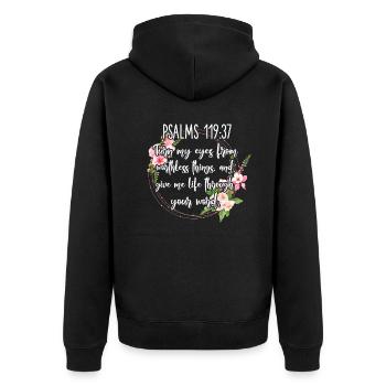 Bible - Unisex Premium Organic Zip Hoodie - black - Back - Nico (187cm)