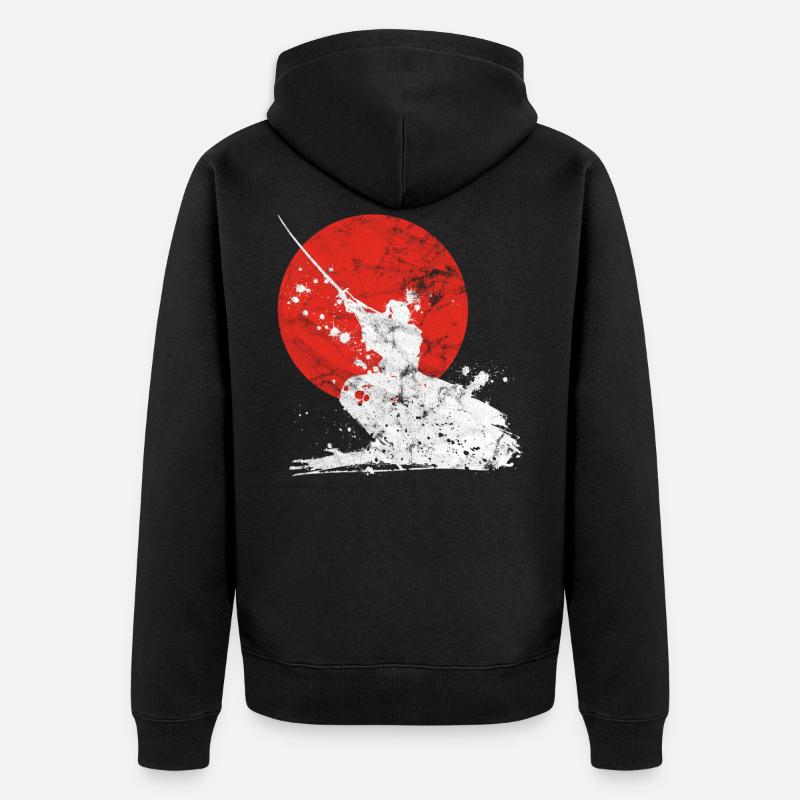 Japanische Samurai Krieger - Unisex Premium Bio Zip Hoodie - Schwarz