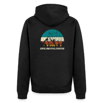 Coffee mountains adventure hiking climbing gift - Unisex Premium Organic Zip Hoodie - black - Back - Nico (187cm)