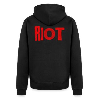 riot - Unisex Premium Bio Zip Hoodie - Schwarz - Hinten - Nico (187cm)