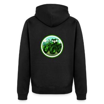Landwirt Logo - Unisex Premium Bio Zip Hoodie - Schwarz - Hinten - Nico (187cm)