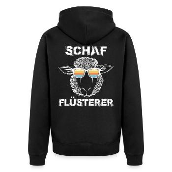 Hipster Schaf Flüsterer Design Vintage Retro - Unisex Premium Bio Zip Hoodie - Schwarz - Hinten - Nico (187cm)